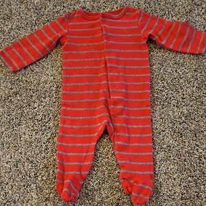 Carter's Red and Gray Striped Footies One Piece